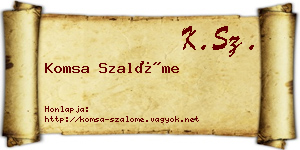 Komsa Szalóme névjegykártya